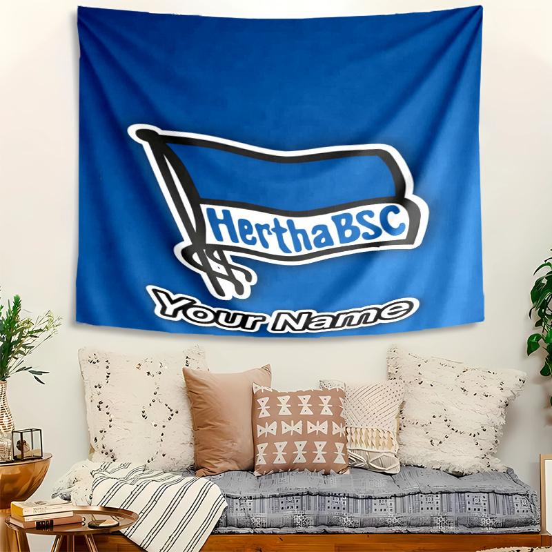 Hertha BSC Tapestry with Custom Name Wall Hanging Room Background Cloth Home Decor Beach Mat Yoga Mat Sofa Bed Sheet