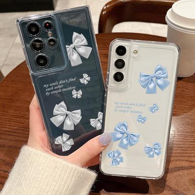 Прозорий м’який силіконовий чохол для телефону з бантом для Samsung S25 Ultra S24 FE S23 A16 A36 A56 A55 A15 A25 Прозора протиударна захисна кришка для об’єктива