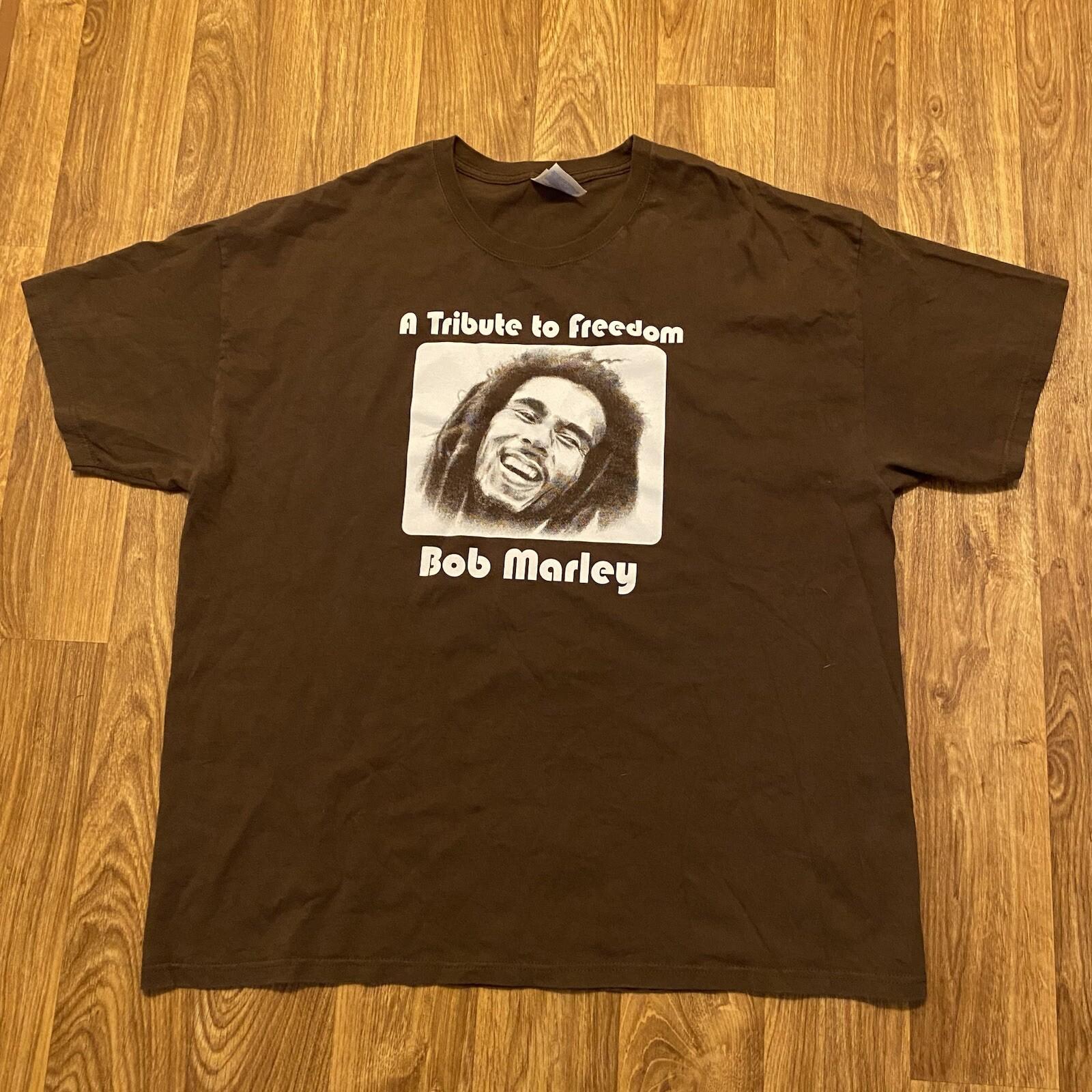Vintage 90s Bob Marley Shirt Men 2XL Brown A Tribute To Freedom Music Artist XXXXL