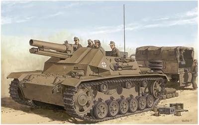 Platz Dragon 1/35 WWII German Afrika Korps Panzer III 15cm s.IG.33 Self-Propelled Howitzer with Magic Tracks and Aluminum Barrel, Deluxe Plastic Model
