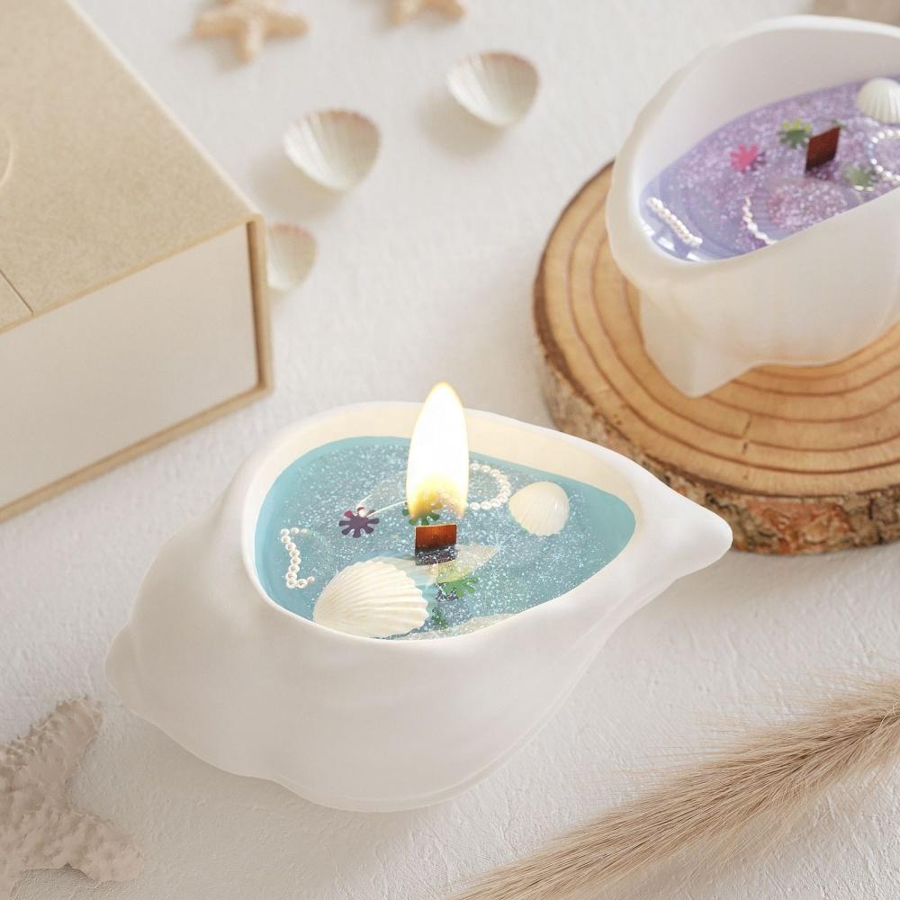 DM1093 Seashell Shape Epoxy Resin Silicone Jewelry Container Gypsum Candle Holder Trinket Storage Mold for DIY Crafts Home Decor