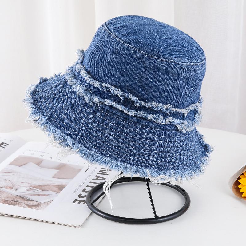 New Japan Style Washed Denim Bucket Hat For Women Summer Autumn Wide Brim With Tassel Casual Best Matched Fisherman Cap Gift