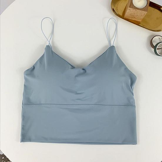 Women Bra Vest Seamless Padded Wireless Spaghetti Strap Full Cup Solid Color Summer Camis Tank Top