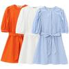 Fashion Style 2024 Summer New Arrival Women's Clothing Stylish with Belt Stripes Poplin Dress 8152313