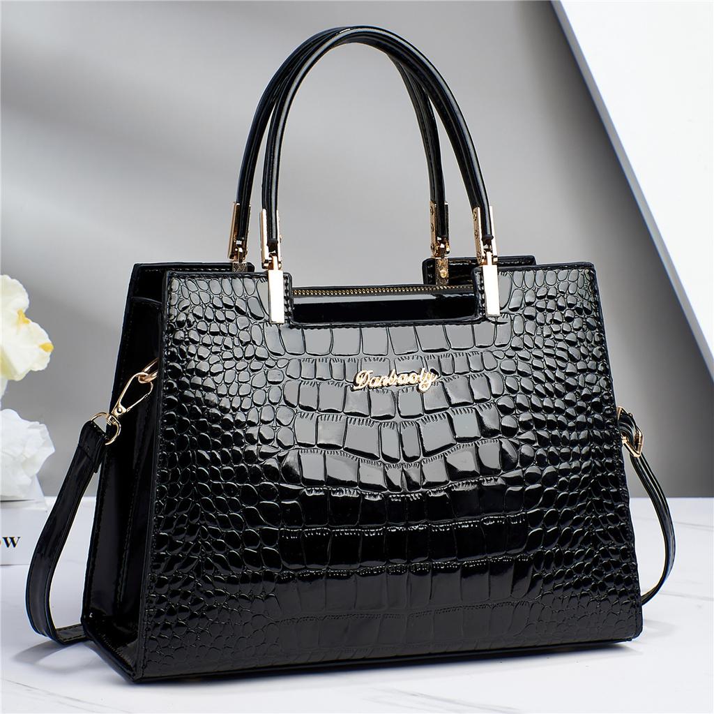 Taizhou Women's Bag with Shiny Leather and Stone Pattern, Elegant and Grand Women's Handbag, Single Shoulder Crossbody Bag, Large Capacity
