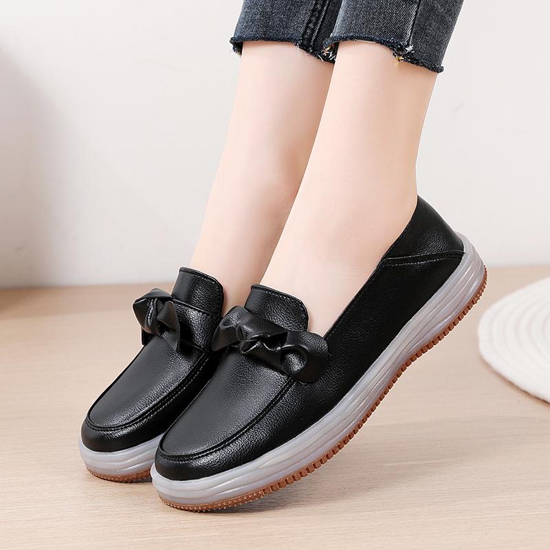 Fashion Genuine Leather Fashion Wedge Women Flats Retro Shoes Woman Slip On Women Shoe Moccasins Comfortable Tenis Feminino Plus Size