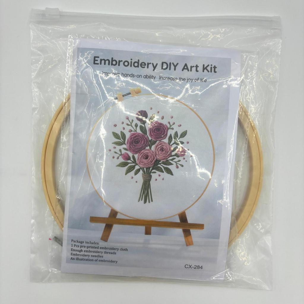 1set Bouquet embroidery kit, including English stitch instructions, bouquet embroidery material kit, DIY embroidery craft material kit