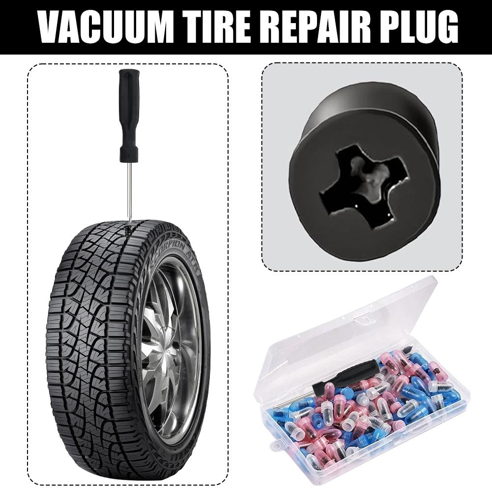 Tubeless Tire Patch Tire Repair Screws Puncture Set for Car Motorcycle, Vacuum Tubeless Tyre Rubber Nail Repair Tools Kit