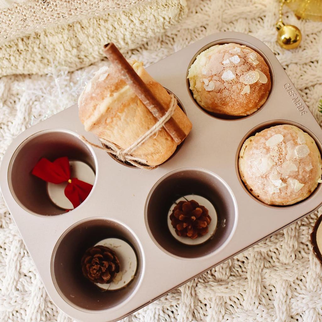 CHEFMADE Cake Mold, Muffin & Cupcake Mold, 6-Cavity, Non-Stick Cake Mold, 31.8*21.5*7.9cm