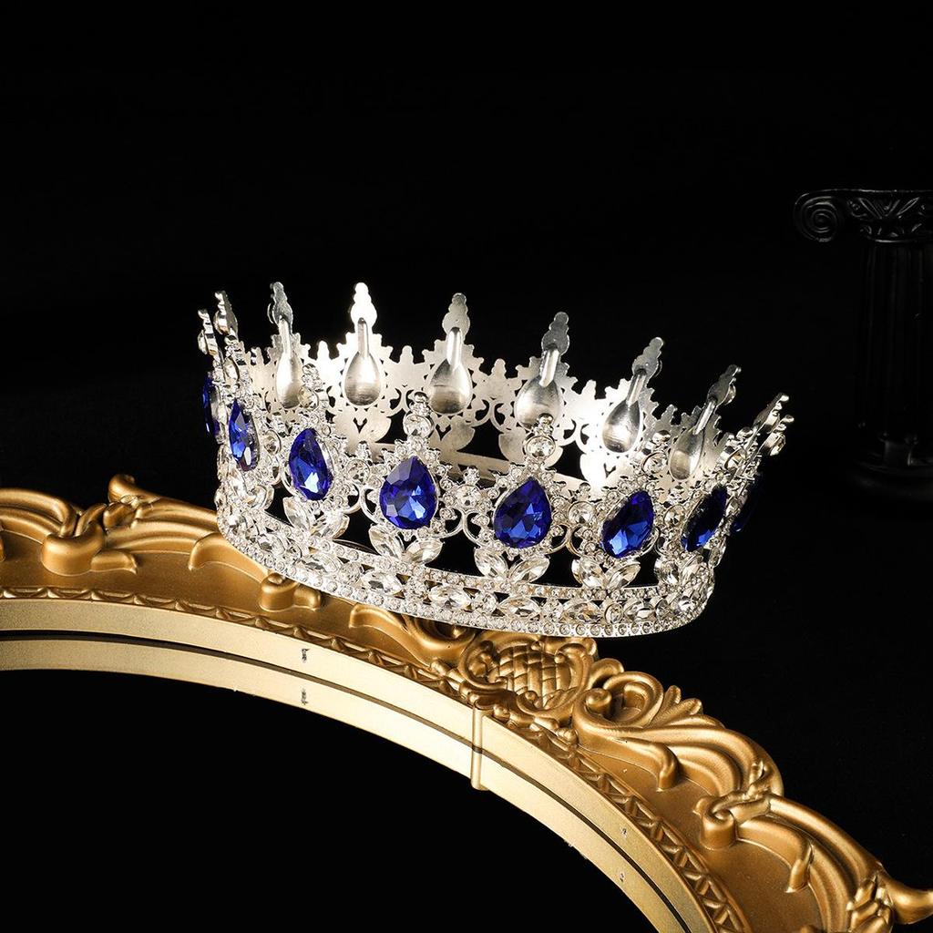 European-American Queen Crystal Alloy Round Crown Wedding Headdress