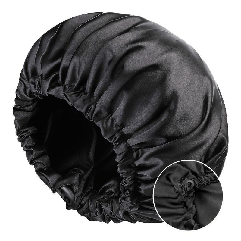 Cuffia da Notte in Raso Doppia Strato in Raso per Dormire Cuffia Regolabile per Capelli Ricci Grande Cuffia da Notte Foderata in Raso per Donne