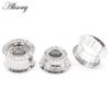 Alisouy Ohrstöpsel, Tunnel, Plugs, Expander, Keil, Messgerät, Ohrringe, Piercing, Körperschmuck, Lila, Schwarz, Klar, Zirkon, Edelstahl, 2 Stück