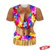 Maglietta Grafica Divertente Addominali Muscolosi da Uomo Hawaiian Girocollo Manica Corta Moda Casual T-shirt Street Holiday Party T-shirt