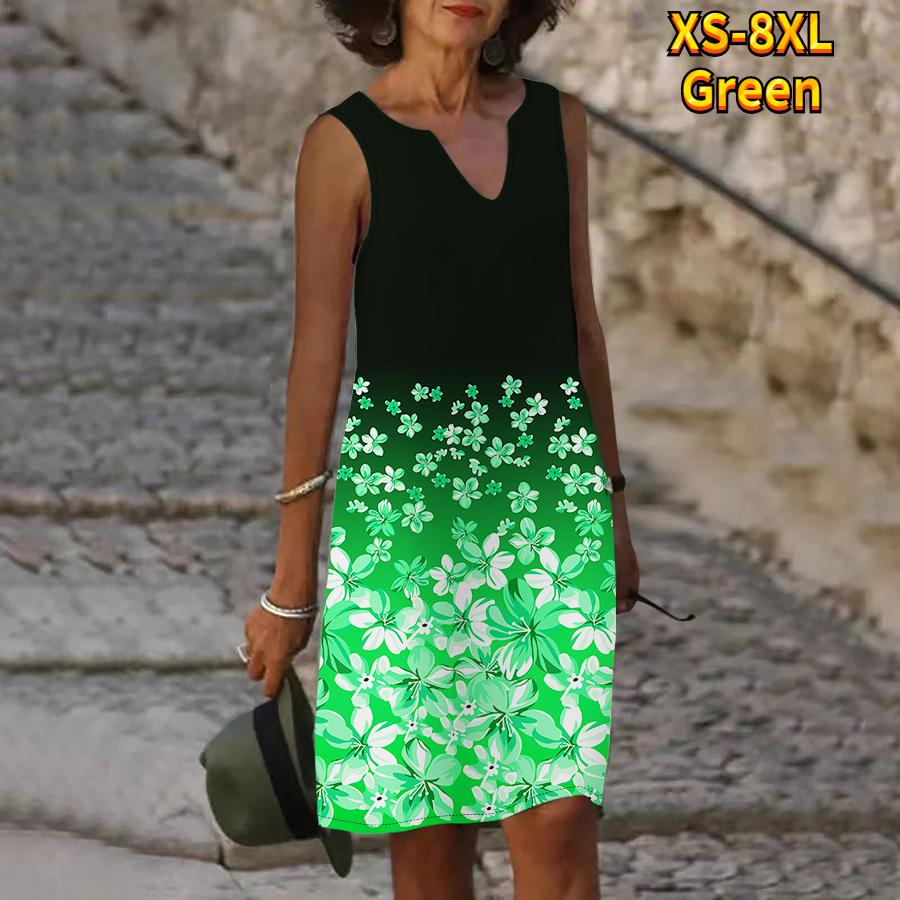 Rochie cu imprimeu rododendron roz de vară pentru femei, cu decolteu în V, ocazional, fără mâneci, la modă, lejer, sexy, rochii mari mari XS-8XL