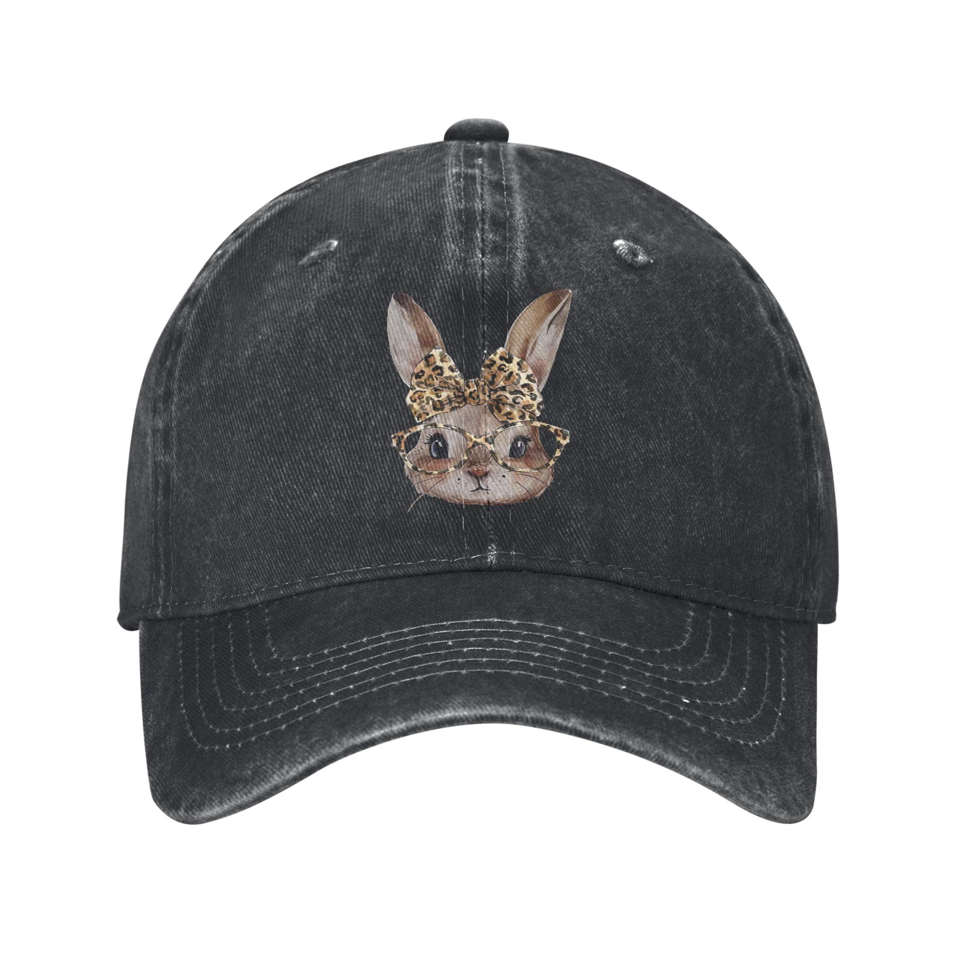 Easter Bunny Leopard Glasses Bandana Rabbit  Hipster Baseball Cap Unisex Hats Women Visor Protection Snapback Cotton Tops Gorras Adjustable