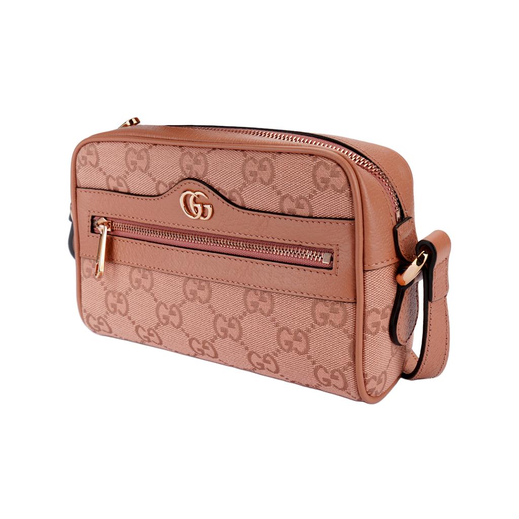 Gucci Ophidia Double G Logo Zipper Closure Fabric And Leather Mini Shoulder Bag Women Shoulder Bag Pink 574493-FACC7-5748