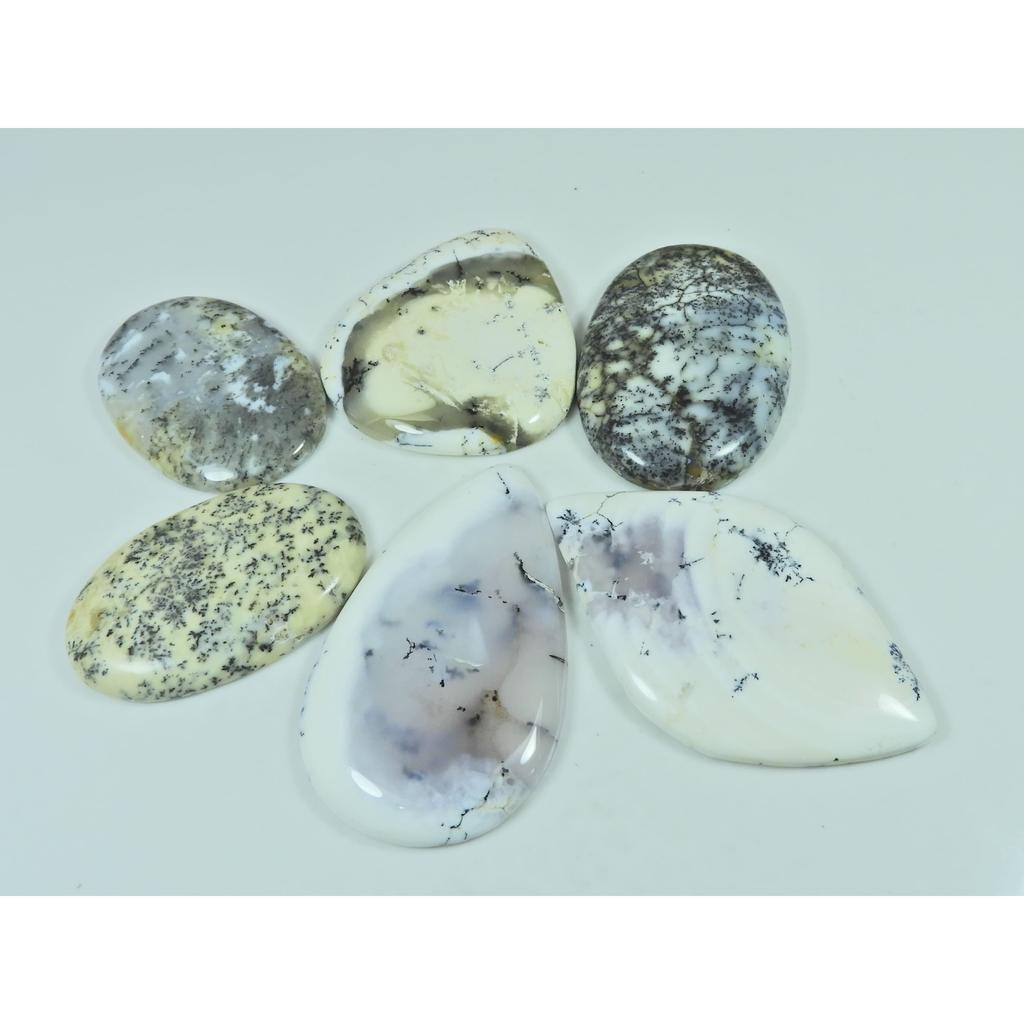353Cts. Natural Dendrite Opal Mix Shape Cabochon Loose Gemstone 06 Pcs Lot C-3876