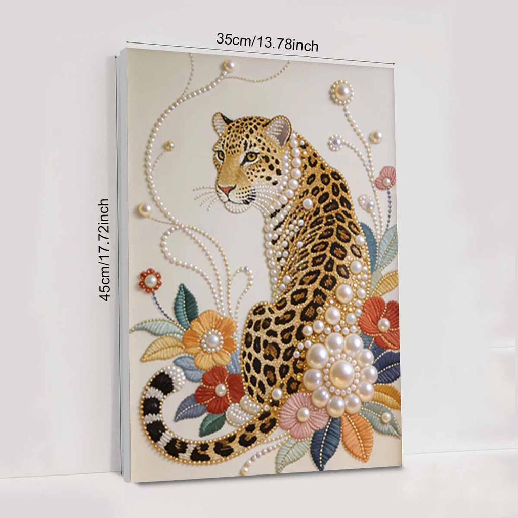 Crystal Pearl Painting 5D DIY Frame Decoration Painting Leopard Home Wall Decoration Transparent Pearl Gemstone Painting Picture Art Crafts