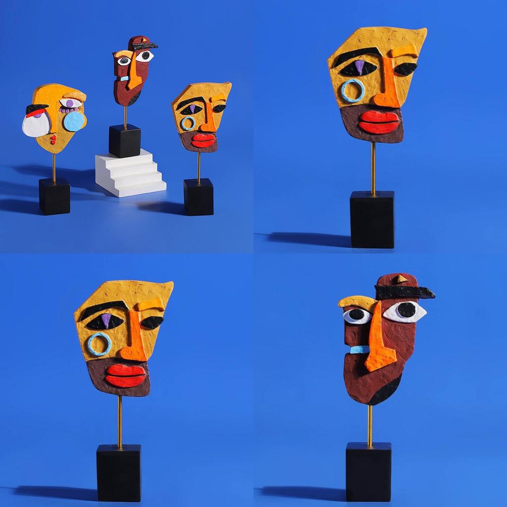 Abstract Face Sculpture Resin Art Modern Home Decor For Coffee Shops And Galleries