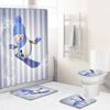 Christmas Shower Curtain Toilet Four-Piece Floor Mat Bathroom Absorbent Non-Slip Door Mat Carpet Bathroom Absorbent Foot Mat