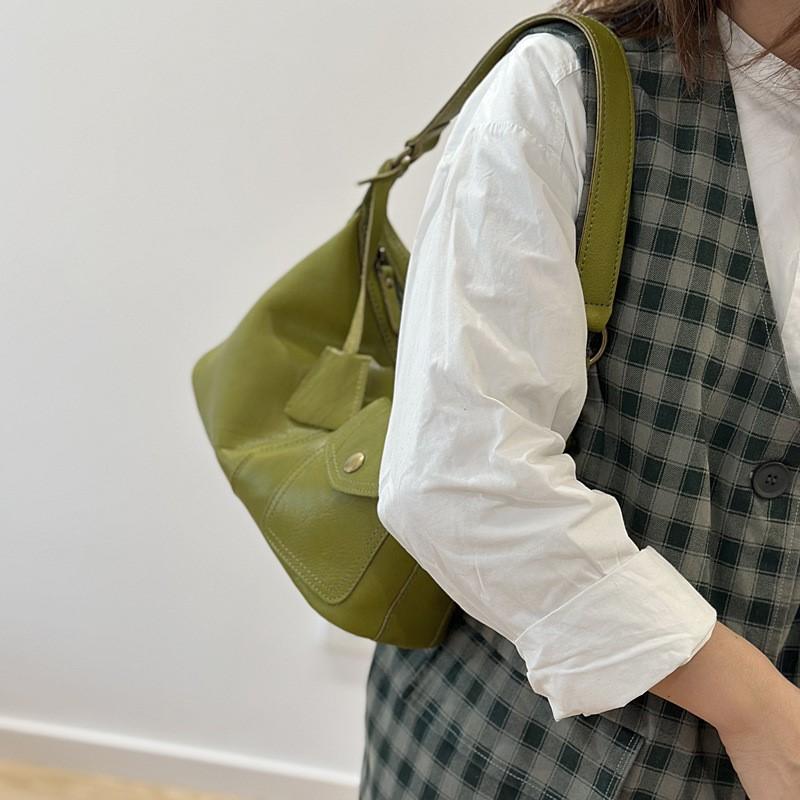 Johnature Genuine Leather Casual Women's Bag Soft Cowhide Solid Color Versatile Shoulder Crossbody Bag