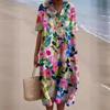 Abiti casual con scollo a V e maniche corte, estate e primavera, da donna