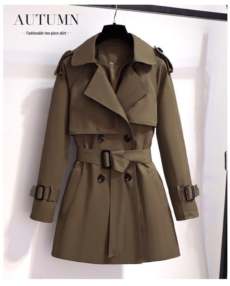 2024 Women's Spring Korean Style Trench Coat: Petite Mid-Length, British-Inspired High-End Outerwear
