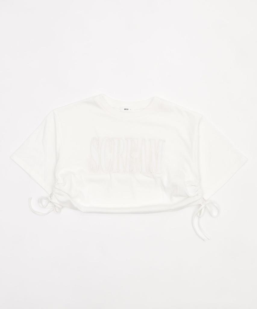 WEGO Short Sleeve Logo Lace Drawstring Short Summer Size White Women's T-Shirt, Top, Clothes, F,