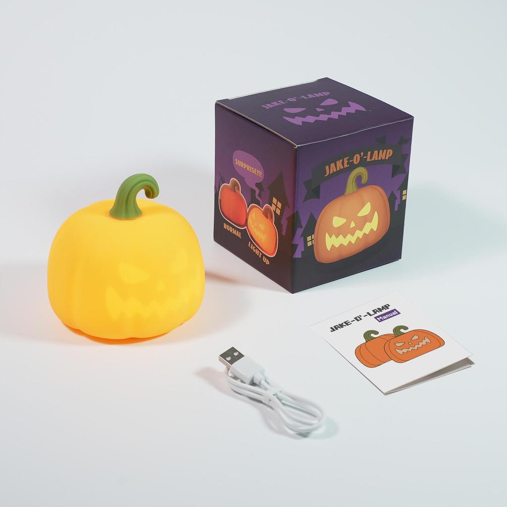 Rechargeable Halloween Pumpkin Silicone Night Light - Decorative Bedside Atmosphere Lamp