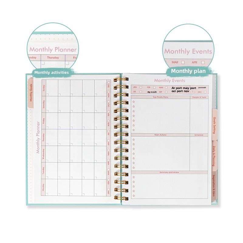 Agenda Mensile A5 2025: Calendario Inglese con Rilegatura a Spirale in Raffinata Scatola Regalo, Logo Personalizzato Disponibile
