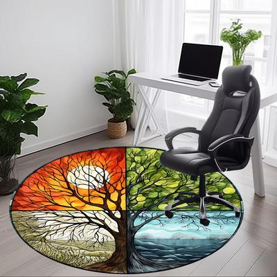 1pc Seasonal Tree Stained Chair Carpet for Office, , Non-slip Carpet, Very Suitable for Offices, farmhouses,Outdoor Carpet Yy251120074