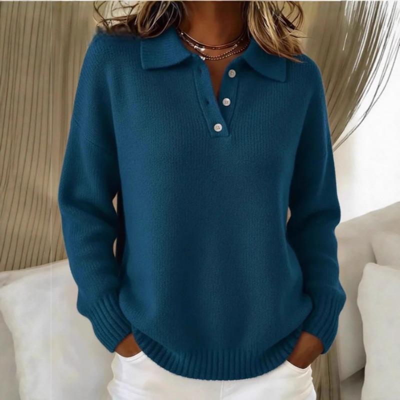 New Autumn and Winter Loose and Lazy Style Soft and Waxy Women's Lapel Long-sleeved Button Sweater