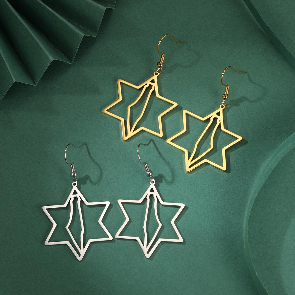 Cazador Star of David Israel Map Drop Earrings Stainless Steel Je Judaism Jewelry Hexagram Earrings Vintage Gift 2026 New