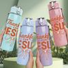1PC Thankful Jesus Letter Art 750ml Color Plastic Sports Water Bottle Leakproof Flip Straw Lid Suitable for Sports Office Home Use