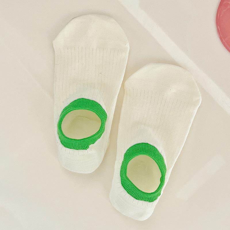 Female Summer Thin Color Matching Shallow Mouth Invisible Non Slip Heel Socks