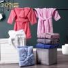 Children's Hooded Pure Cotton Bathrobe – Thick Towel Material for Autumn and Winter