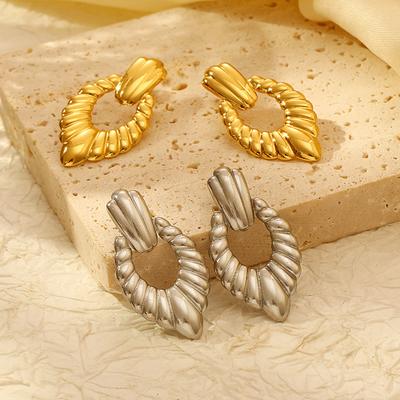 Tropfenform Edelstahl Ohrringe Damen Trend Retro Premium Gefühl Plattiert 18K Ohrringe