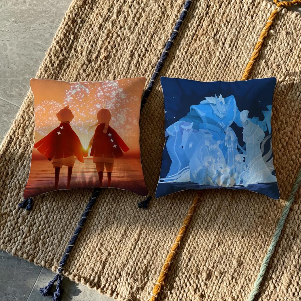 Cushion Cover Cushion Cover Pillowcase, Anti-Mite Invisible Zipper, Linen Sofa Cushion S-Sky C-Children Of The L-Light