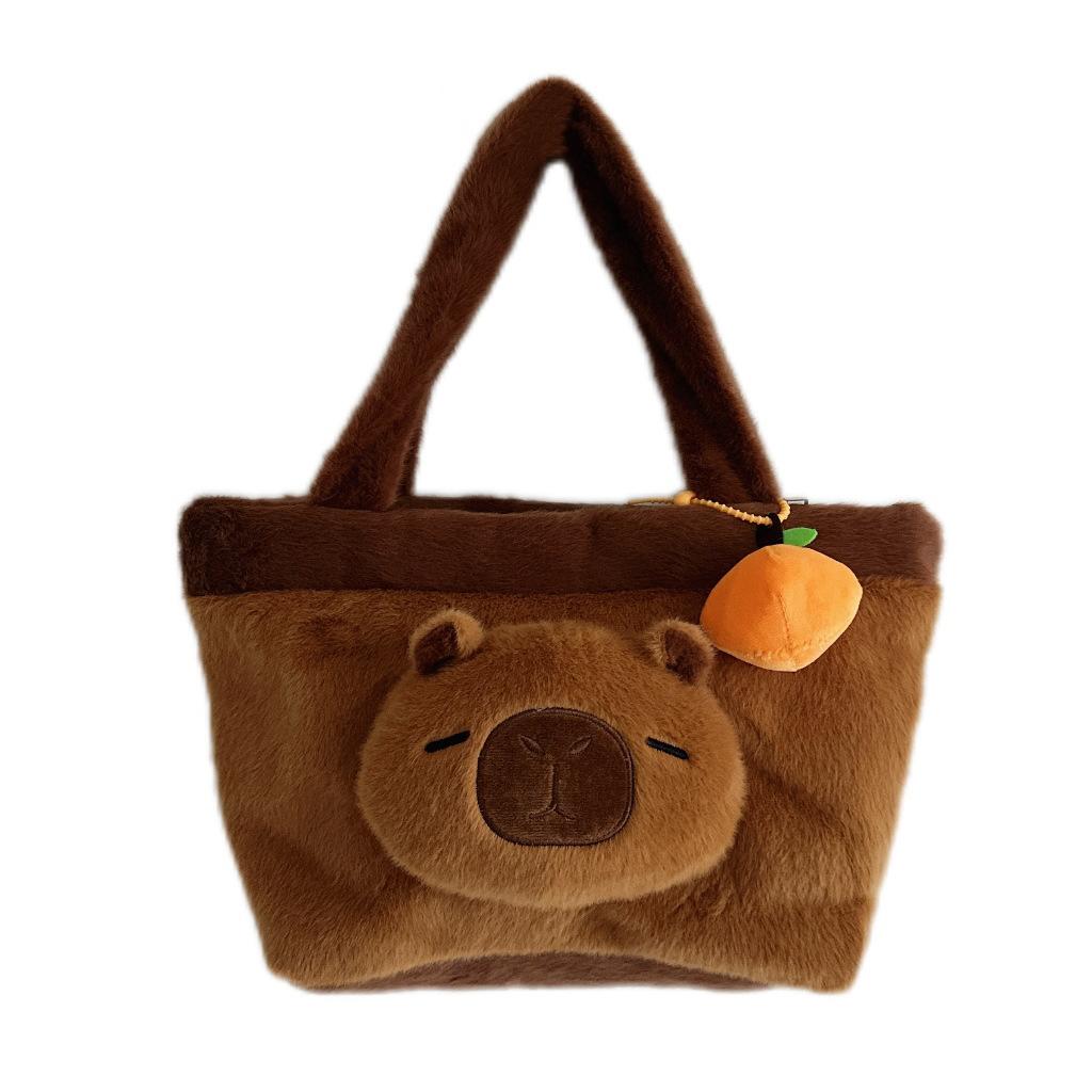 

Плюшевая кукла капибара сумка-тоут новая мультяшная оранжевая капибара студенческая сумка для хранения на молнии