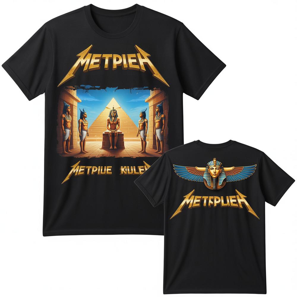 Egyptian Pharaoh Pyramid Metal Band TShirt – Ancient Egypt Graphic Tee Vintage Unisex T-Shirt XXXL