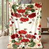 Purple Crystal Roses Theme Blanket Lightweight Warm Flannel Blanket Decorative Throw Blanket for Home Decoration