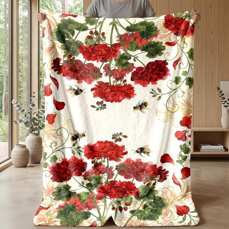 Purple Crystal Roses Theme Blanket Lightweight Warm Flannel Blanket Decorative Throw Blanket for Home Decoration
