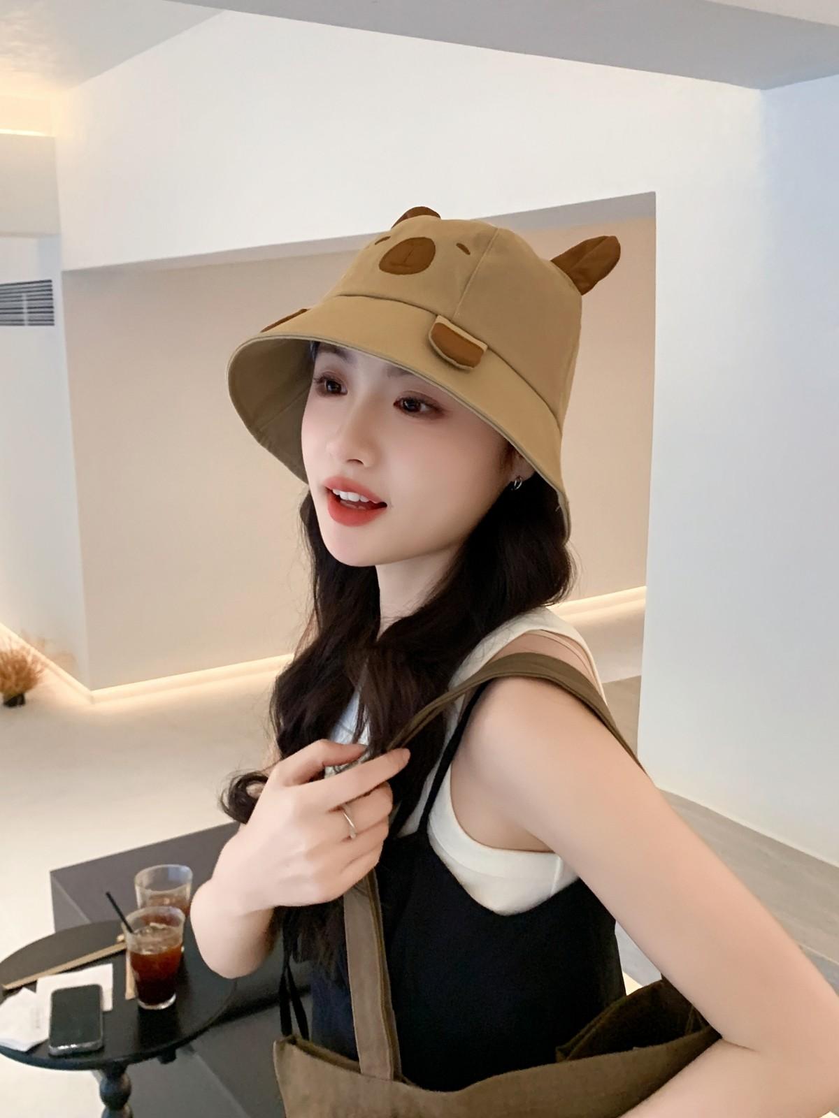 

Весенне-летняя шляпа-ведро для женщин и мужчин, милая шляпа с собачьими ушками и медвежьим носом, мультяшная шляпа рыбака, уличное солнцезащитное укрытие для путешествий в горах и пляжа 58/59