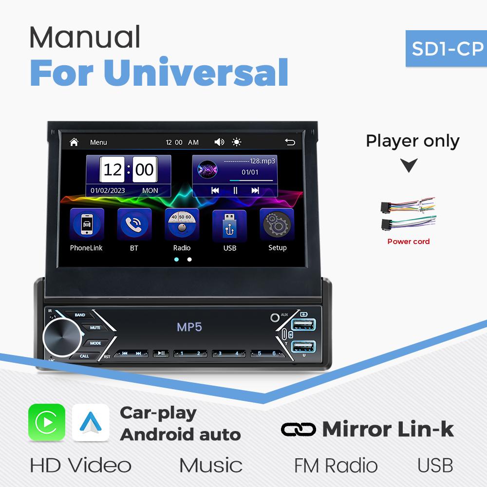 7 Inch Car Radio 1 Din MP5 Player Multimedia GPS CarPlay Android Auto Mirror Link Universal Autoradio For VW Hyundai Kia Toyota