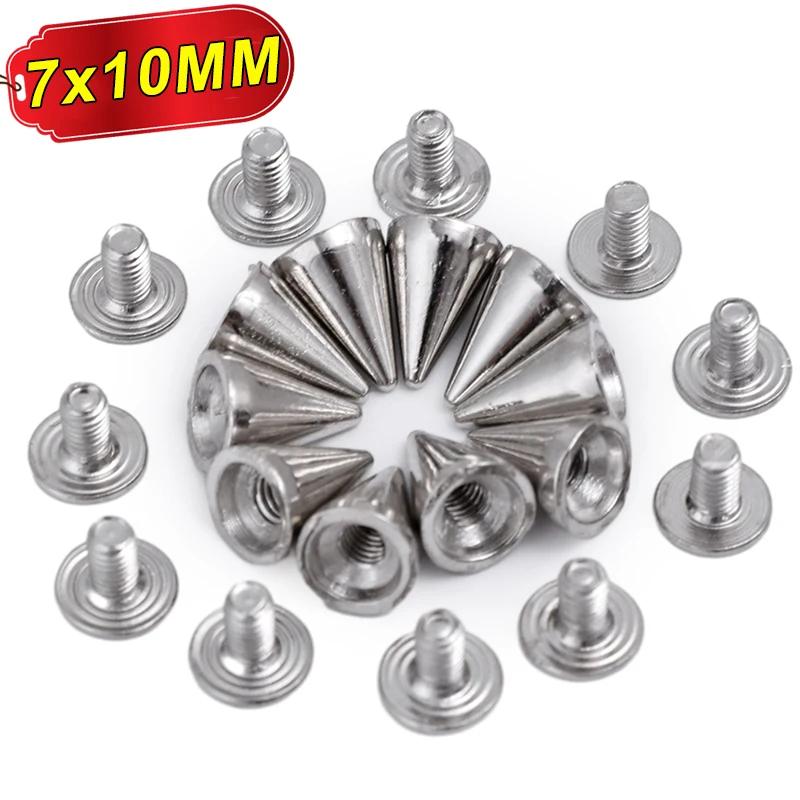 

Round Cone Rivets Silver Metal Cone Studs And Spikes For DIY Leather Garment Rivet Screwback Nail Clothing Accessories Wholesale 10PCS