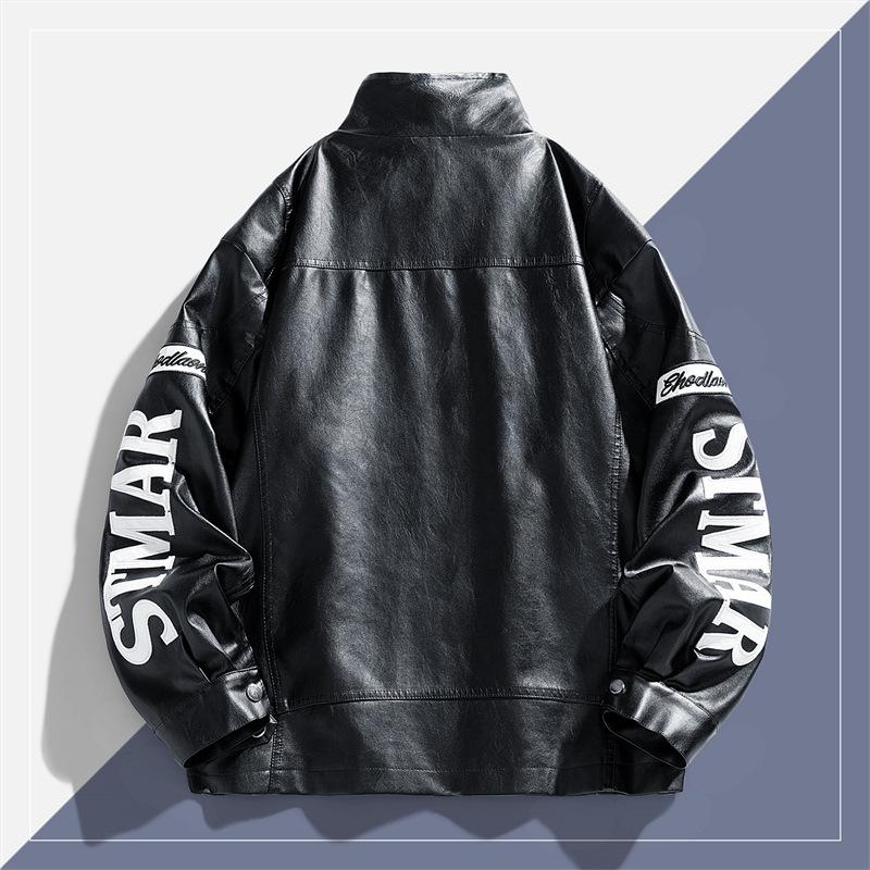 Giacche da Motociclista da Uomo in Ecopelle Giacca Bomber con Collo Rialzato Cappotti Vintage Capispalla Giacca Leggera da Motociclista in Pelle PU per Uomo