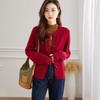Srcr Women's Thick 100% Wool Cable Knit Cardigan