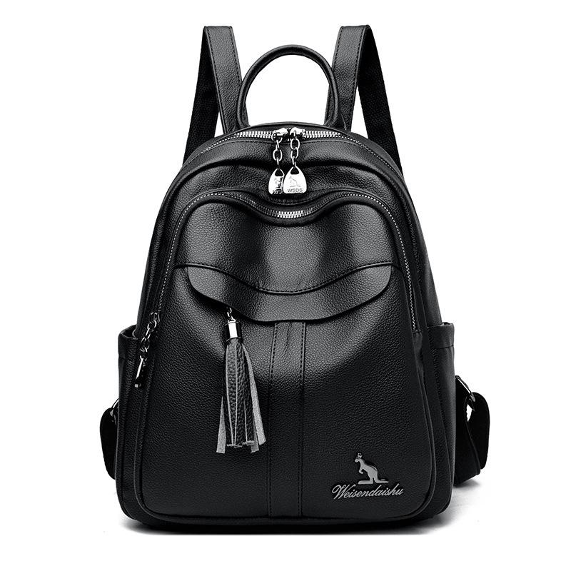 

Women s 2025 Casual Korean Style Large Capacity Tassel Backpack - Fashionable Travel and School Bag 25x15x30 cm