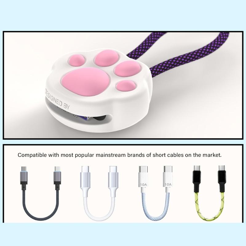 Magnetic Cats Paws Charging Cable Organizers Includes Charging Cable for Fast Charging and Secure Cable Management