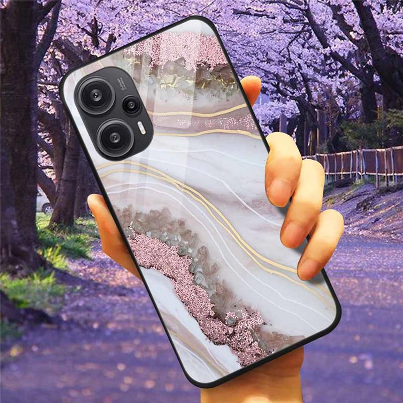 For Xiaomi Poco F5 5G / F5Pro Case Tempered Glass Lake Moon Hard Phone Cover for POCO F5 Pro Capas Funda on PocoF5 Luxury Coque